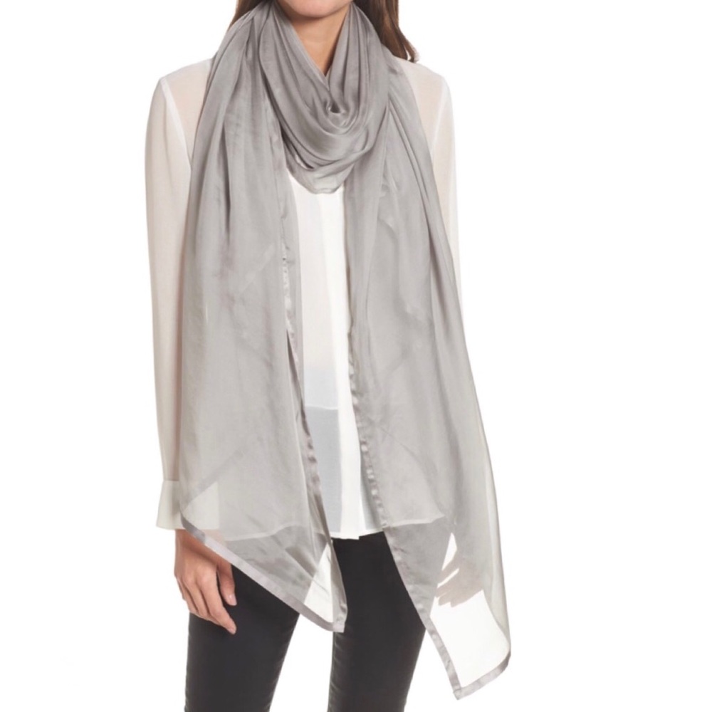 Nordstrom Satin Border Silk Chiffon Scarf